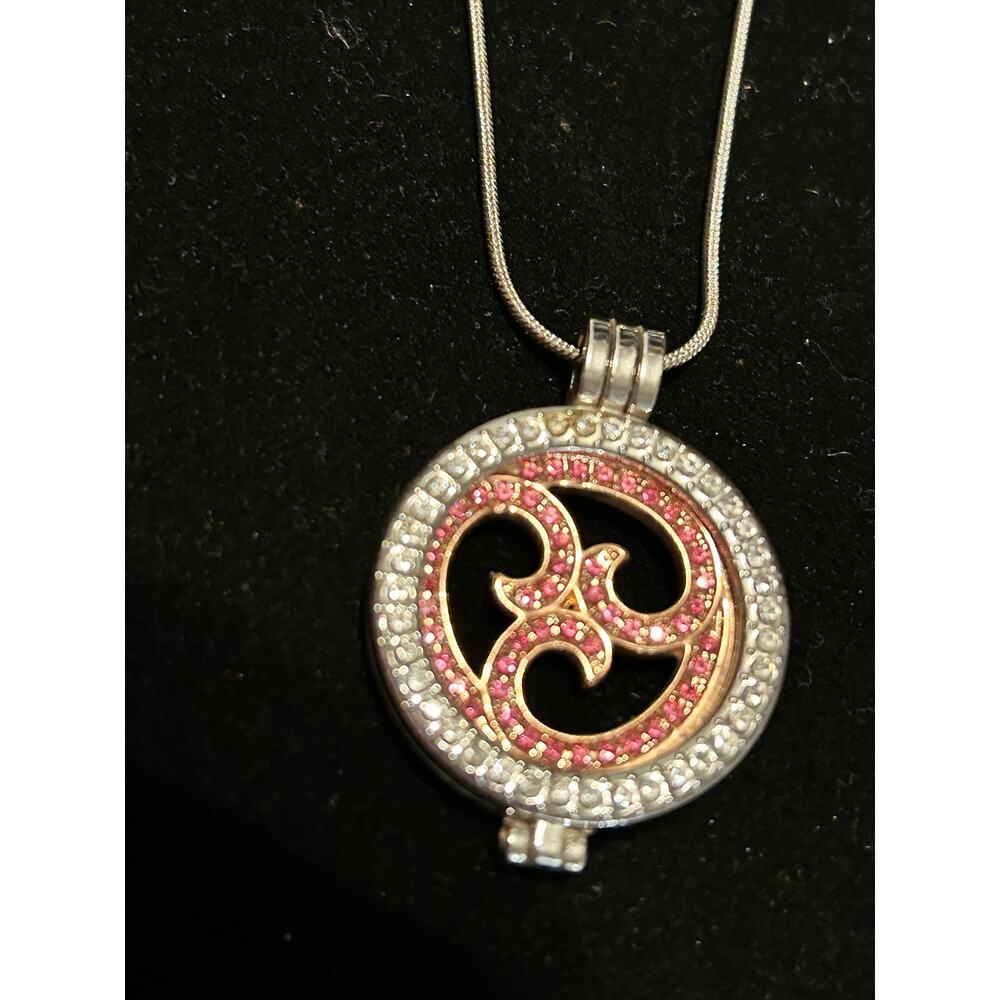 Ganz Stainless Steel Aroma Locket Necklace Spinning Om Symbol Rose Gold 31" - Picture 3 of 7